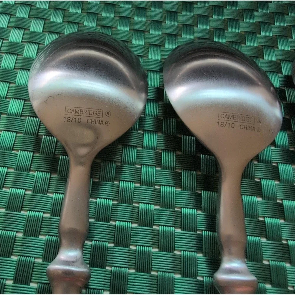 Cambridge TOWNHOUSE Soup Spoons Set Lot of 4 SATIN Stainless Bistro Style VTG